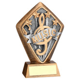 BRZ/GOLD DIAMOND HOLDER WITH 'MUSIC' DISC WITH PLATE - 5.25in